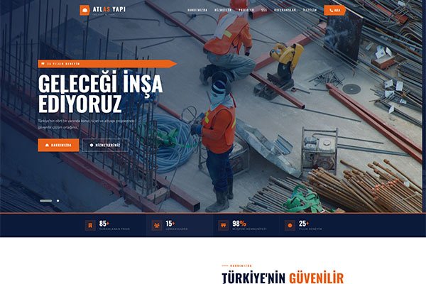 Atlas İnşaat – Tek Sayfa Site