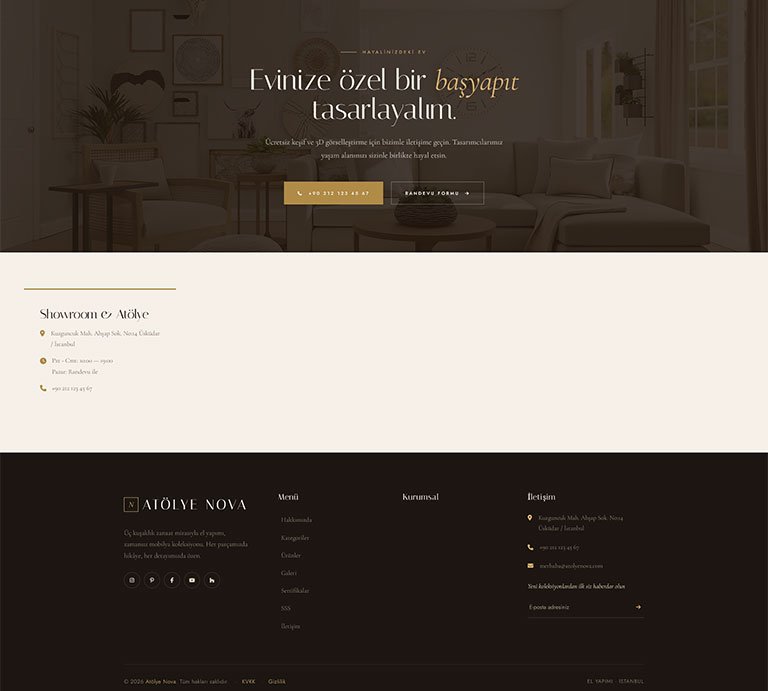 Atölye Nova Mobilya – Tek Sayfa Site