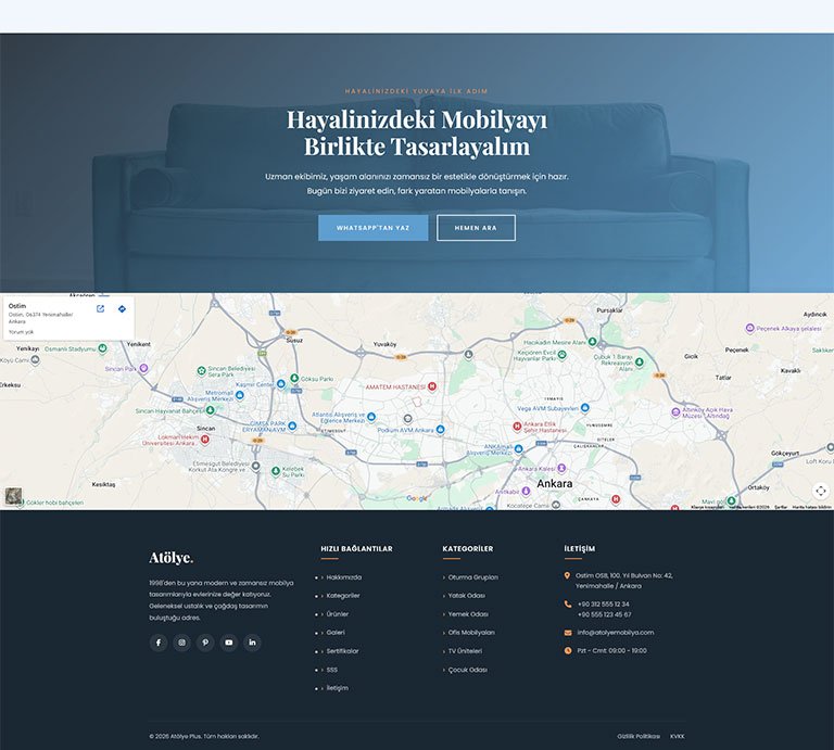 Atölye Plus Mobilya – Tek Sayfa Site
