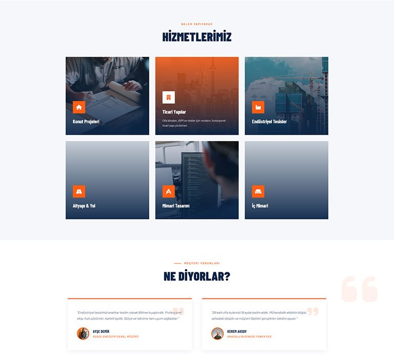 Billmer İnşaat – Tek Sayfa Site