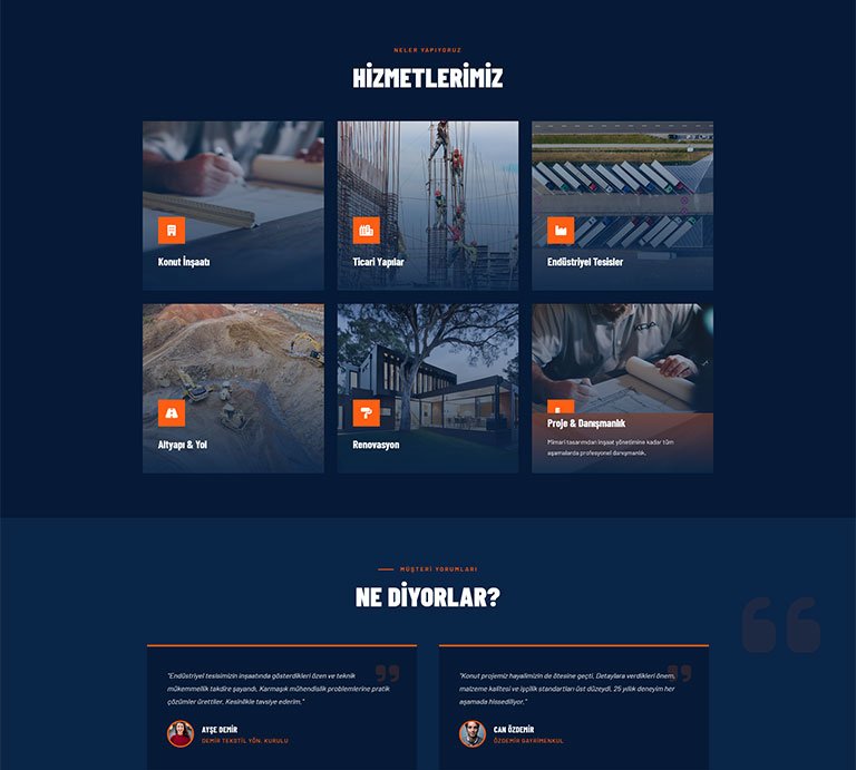 Billmer 2 İnşaat – Tek Sayfa Site