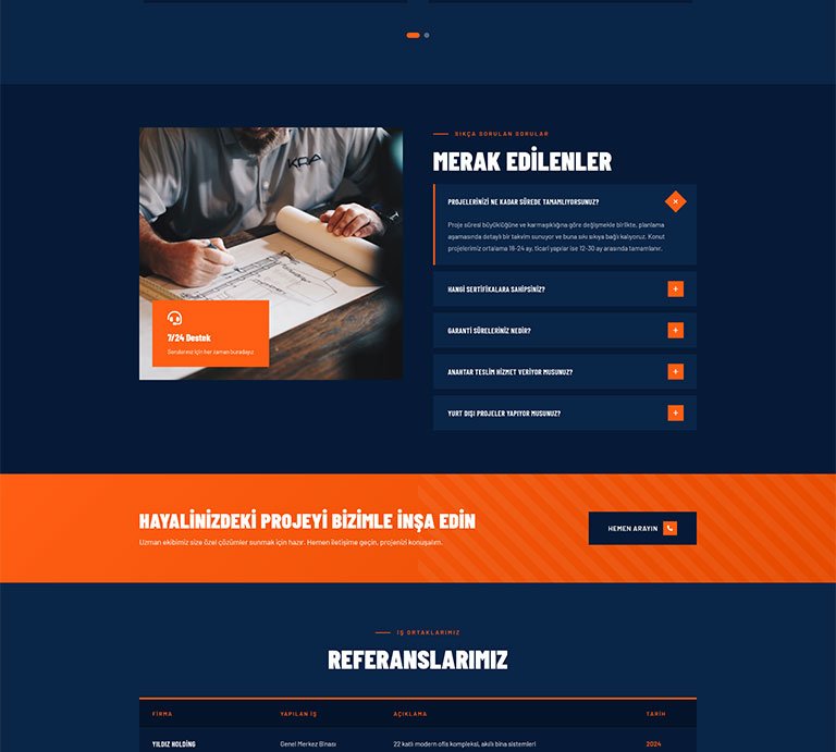Billmer 2 İnşaat – Tek Sayfa Site