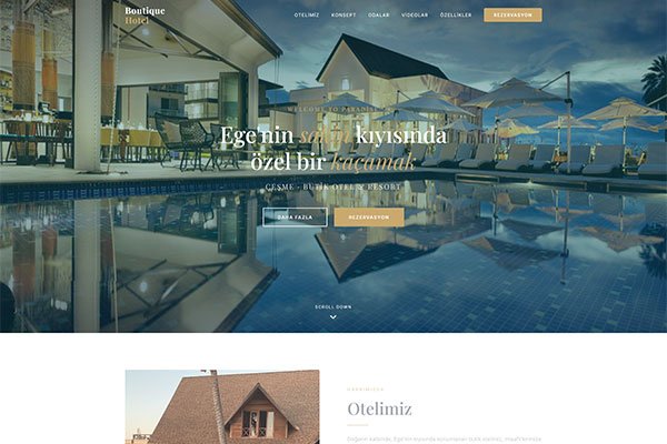 Boutique Butik Otel – Tek Sayfa Site