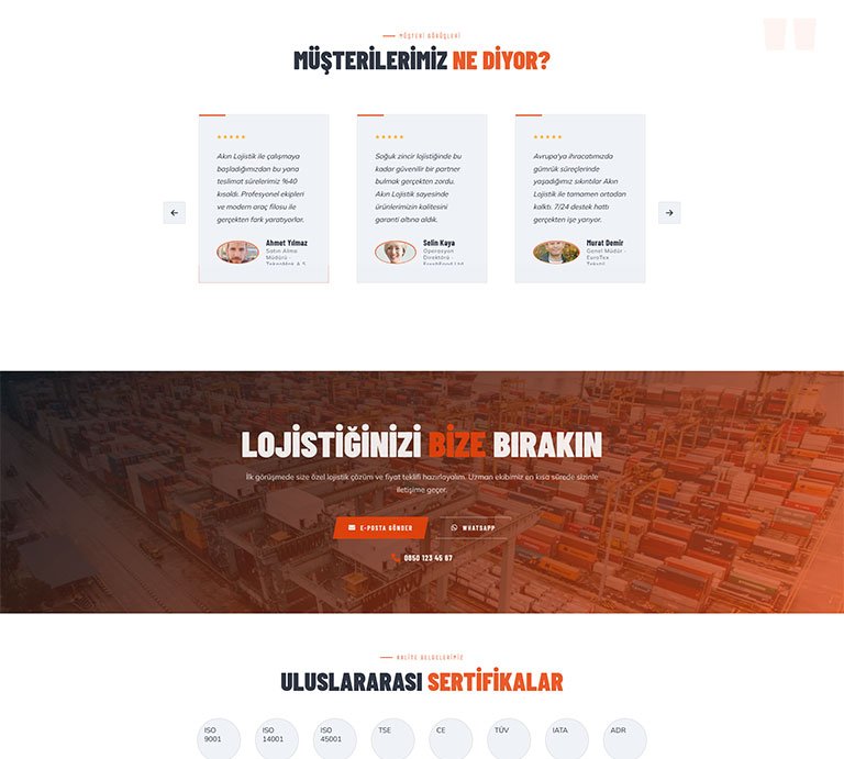 Akın Lojistik – Çoklu Sayfa Site