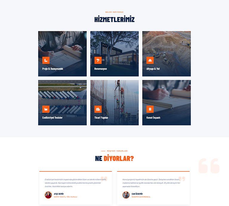 Billmer İnşaat – Çoklu Sayfa Site