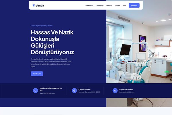 Dentia Diş Hekimi – Tek Sayfa Site