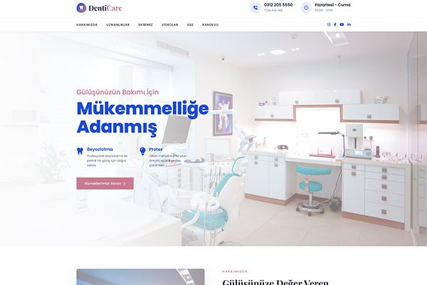 DentiCare Diş Hekimi – Tek Sayfa Site