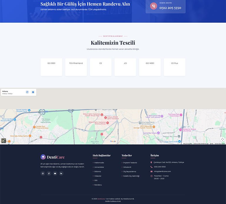 DentiCare Diş Hekimi – Tek Sayfa Site