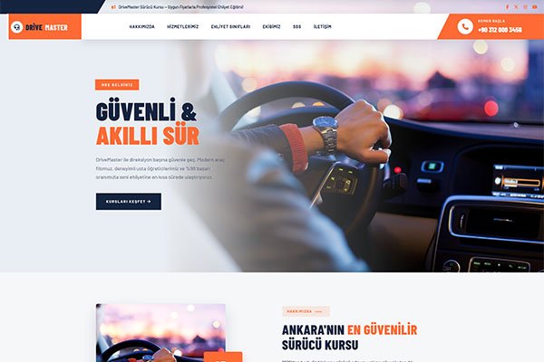 Drive Master Sürücü Kursu – Tek Sayfa Site