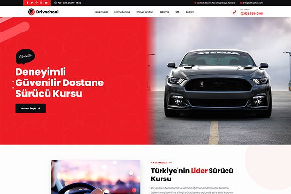 Drivschool  Sürücü Kursu – Tek Sayfa Site