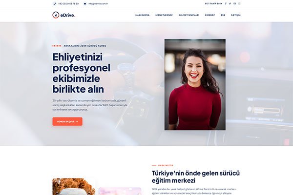 Edrive Sürücü Kursu – Tek Sayfa Site