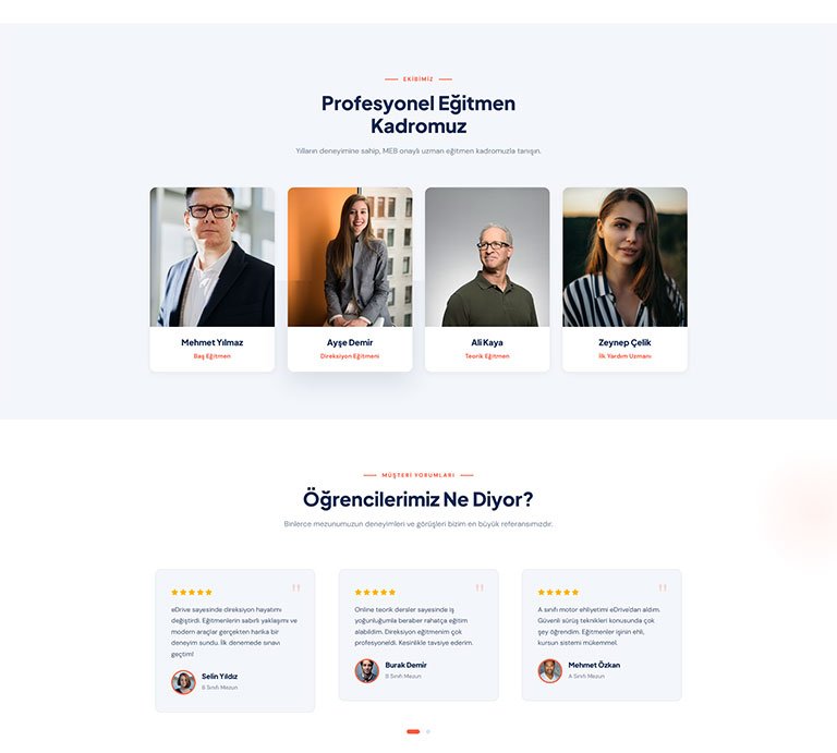 Edrive Sürücü Kursu – Tek Sayfa Site