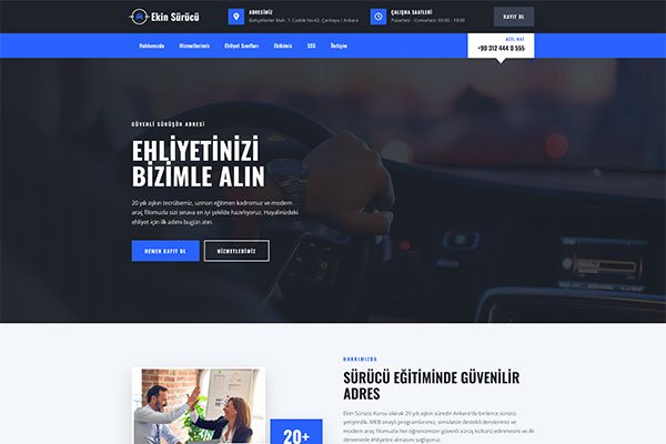 Ekin Sürücü Kursu – Tek Sayfa Site