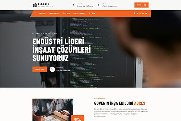 Elevate İnşaat – Tek Sayfa Site