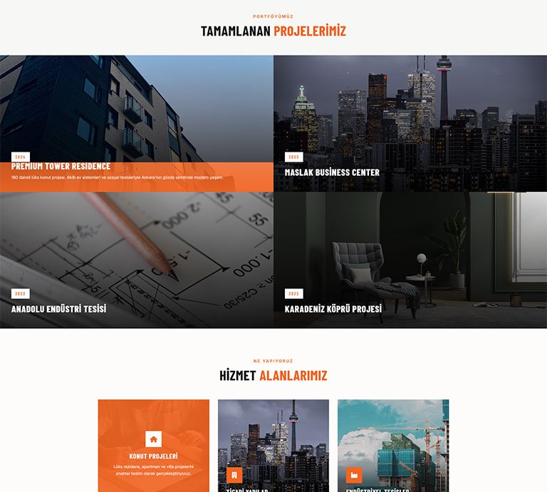 Elevate İnşaat – Tek Sayfa Site