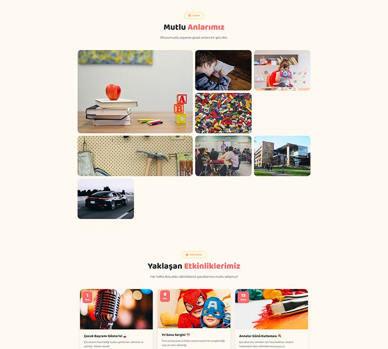 Gökkuşağı Anaokulu – Tek Sayfa Site