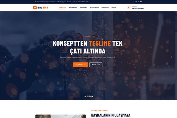 Indutech Sanayi İmalat – Tek Sayfa Site