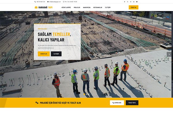 Karadağ İnşaat – Tek Sayfa Site