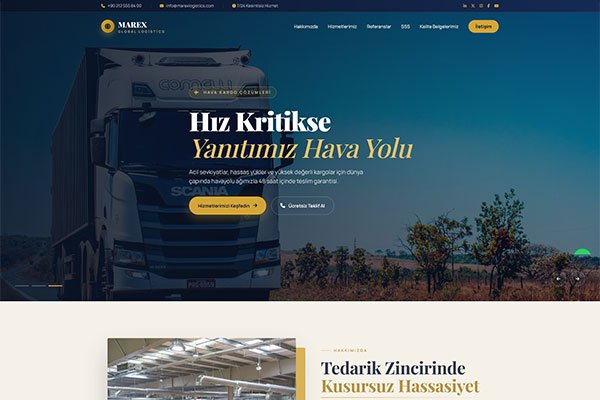 Marex Lojistik – Tek Sayfa Site