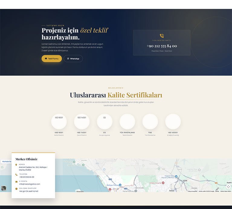 Marex Lojistik – Tek Sayfa Site