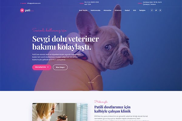 Paticare Veteriner – Tek Sayfa Site