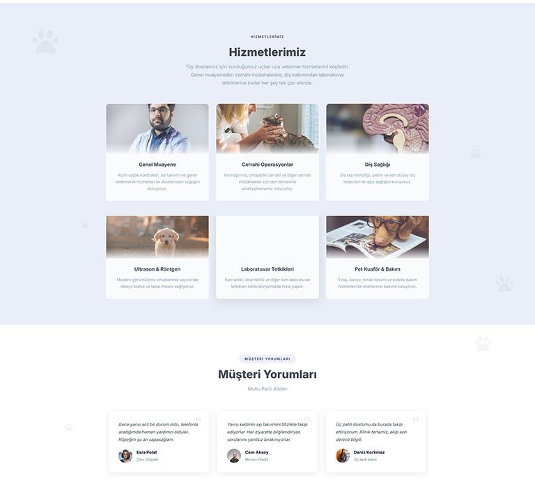 Pativet Veteriner – Tek Sayfa Site