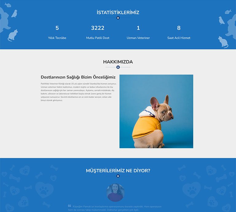 Patiweb Veteriner – Tek Sayfa Site