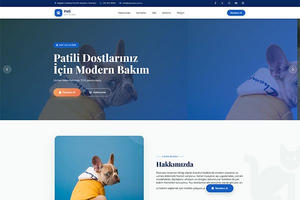 Pawcare Veteriner – Tek Sayfa Site