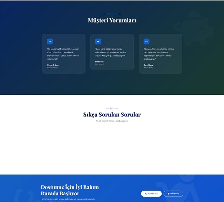 Pawcare Veteriner – Tek Sayfa Site