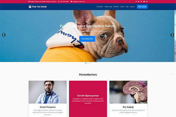 Pawweb Veteriner – Tek Sayfa Site