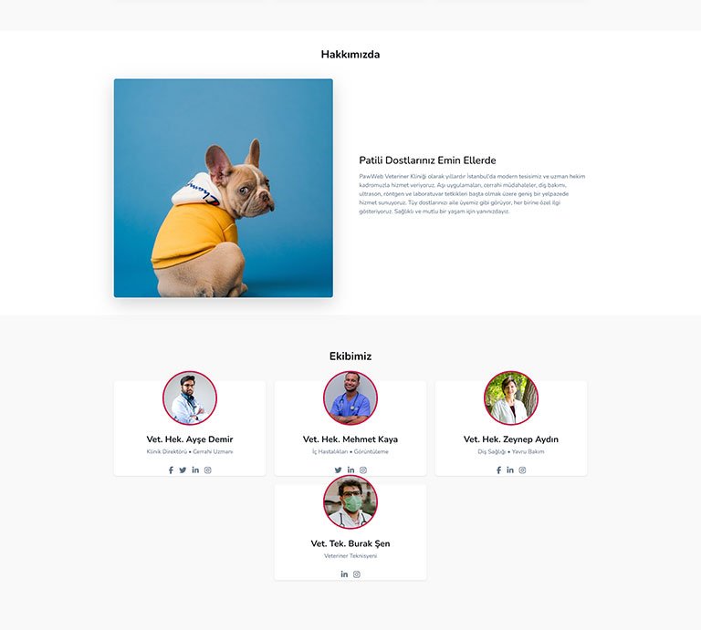 Pawweb Veteriner – Tek Sayfa Site