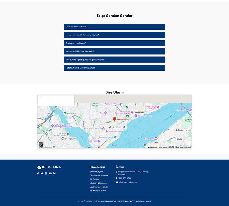 Pawweb Veteriner – Tek Sayfa Site