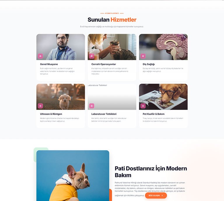 Pethund Veteriner – Tek Sayfa Site