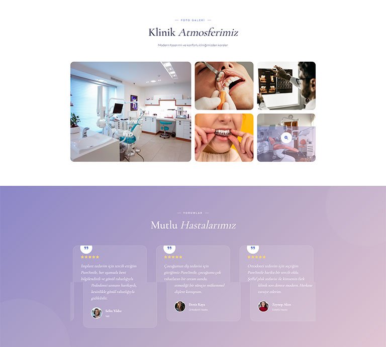 PureSmile Diş Hekimi – Tek Sayfa Site