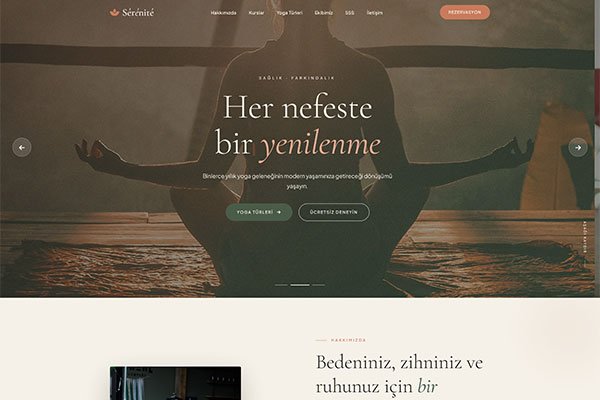 Serenite Yoga Stüdyo – Tek Sayfa Site