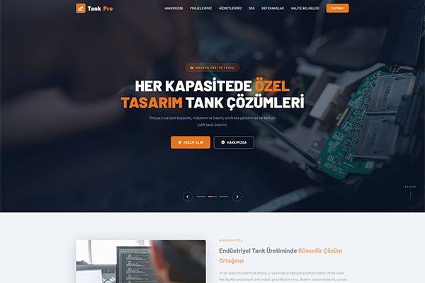 Tank Pro Sanayi İmalat – Tek Sayfa Site