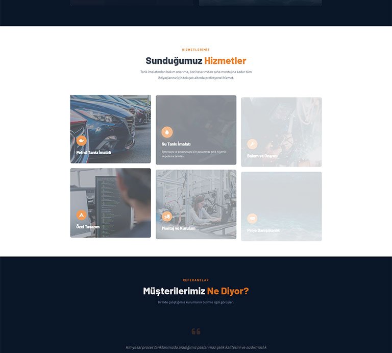Tank Pro Sanayi İmalat – Tek Sayfa Site