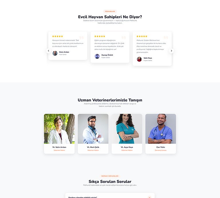 Vethund Veteriner – Tek Sayfa Site