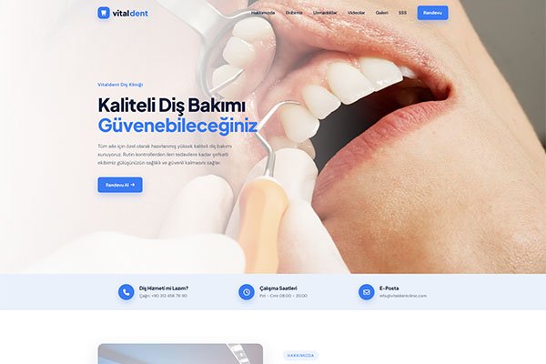Vitaldent Diş Hekimi – Tek Sayfa Site