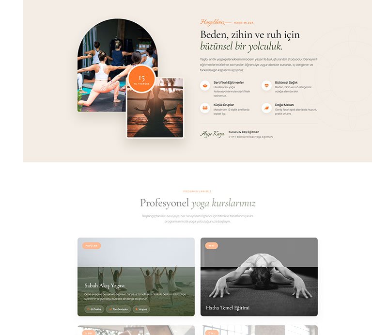Yaglo Yoga Stüdyo – Tek Sayfa Site