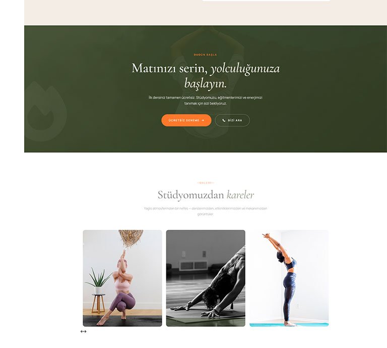 Yaglo Yoga Stüdyo – Tek Sayfa Site
