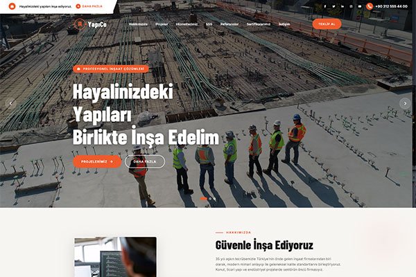 YapıCo İnşaat – Tek Sayfa Site