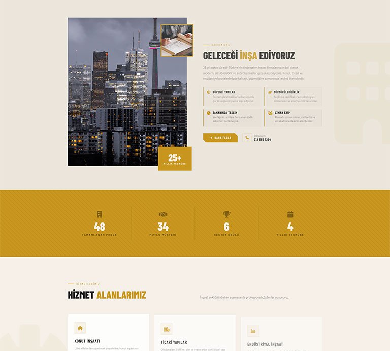 YapıPro İnşaat – Tek Sayfa Site