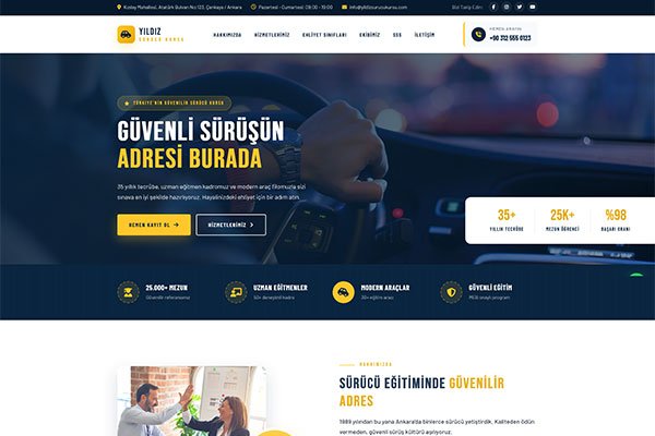 Yıldız Sürücü Kursu – Tek Sayfa Site
