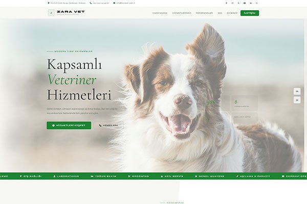 ZaraVet Veteriner – Tek Sayfa Site
