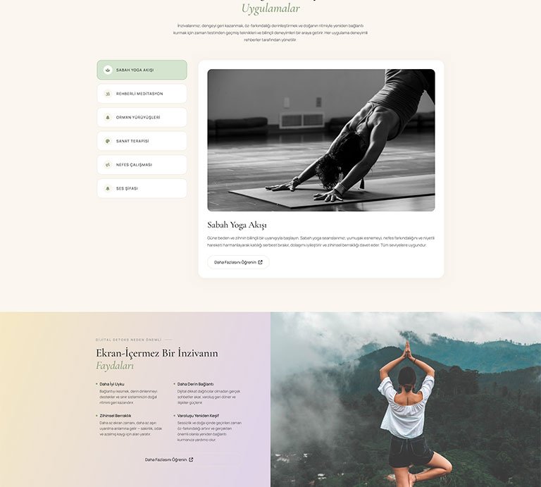 Zenretreat Yoga Stüdyo – Tek Sayfa Site