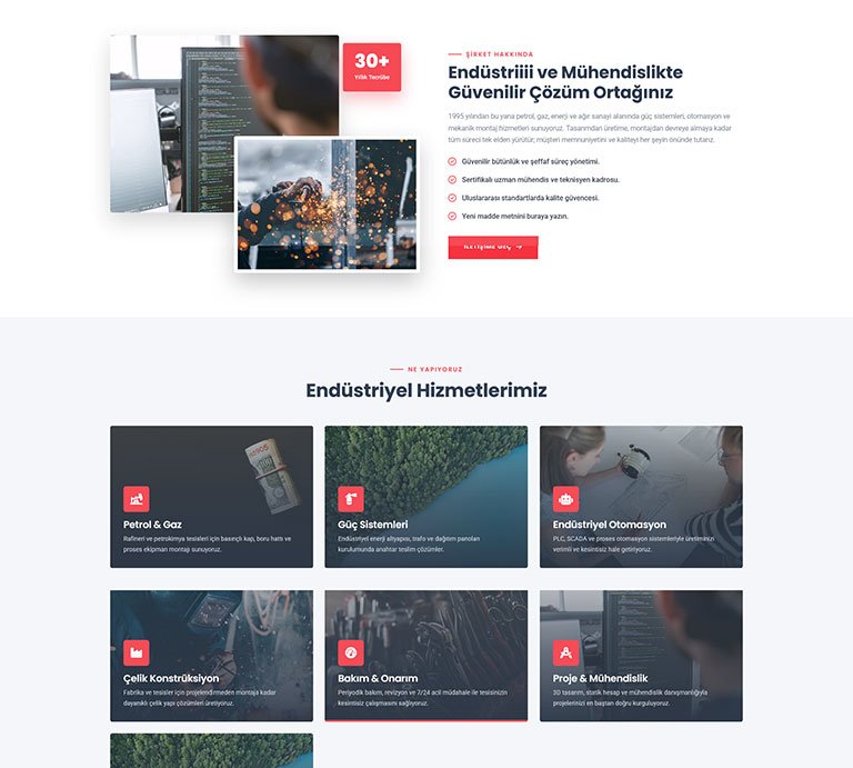 Antri Sanayi İmalat – Tek Sayfa Site