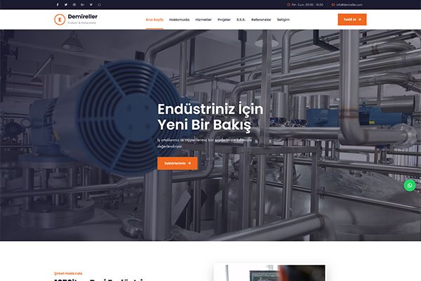 Demireller Sanayi İmalat – Tek Sayfa Site