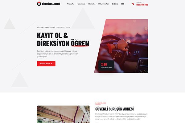 Direksiyon Akademi Sürücü Kursu – Tek Sayfa Site