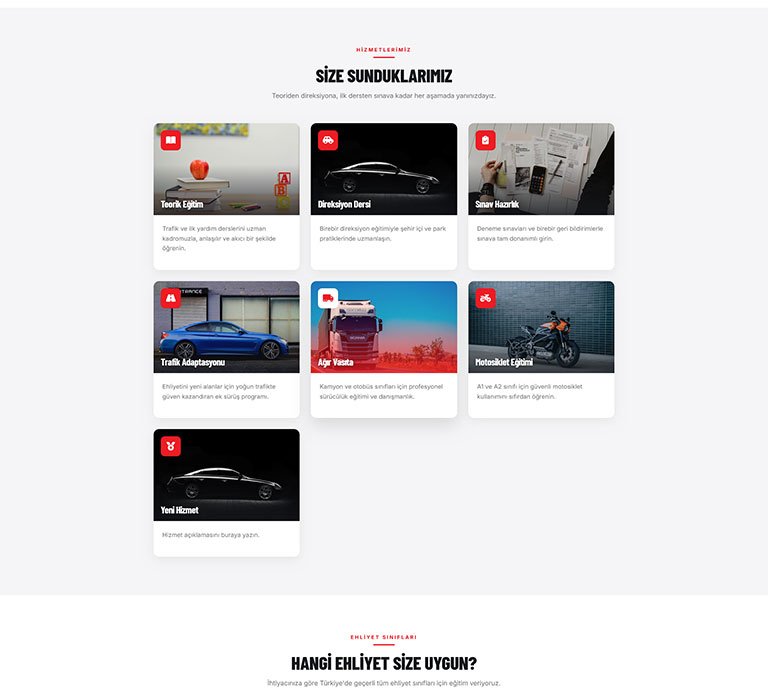Direksiyon Akademi Sürücü Kursu – Tek Sayfa Site